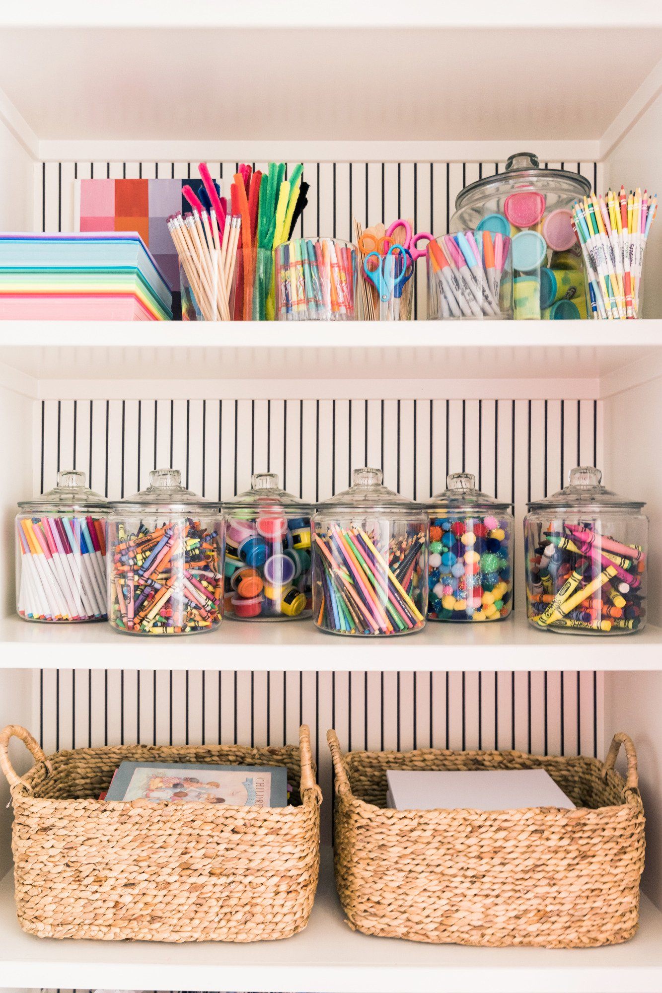 Organized Kids' Crafts and Games Closet - Caitlin Marie Design