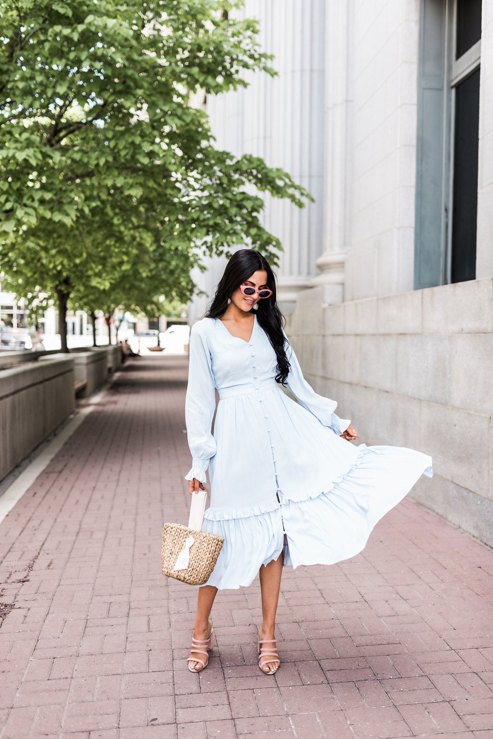rachel parcell dress Corset Pleated Midi Dress, 8 / Blue Burnout Velvet Dress by Rachel