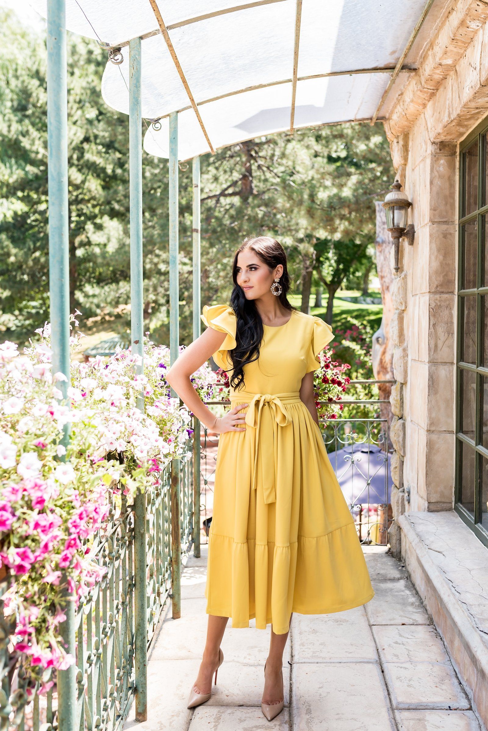 rachel parcell dress Rachel Parcell Tiered Midi Chiffon Dress