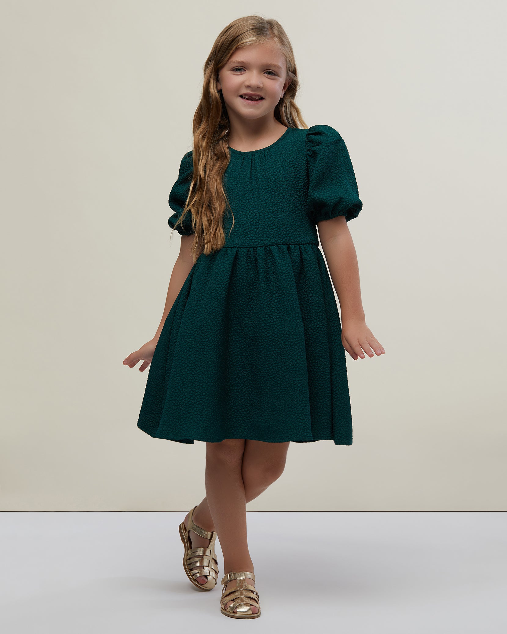 Jaquard Girl's Puff Sleeve Dress – Rachel Parcell, Inc.