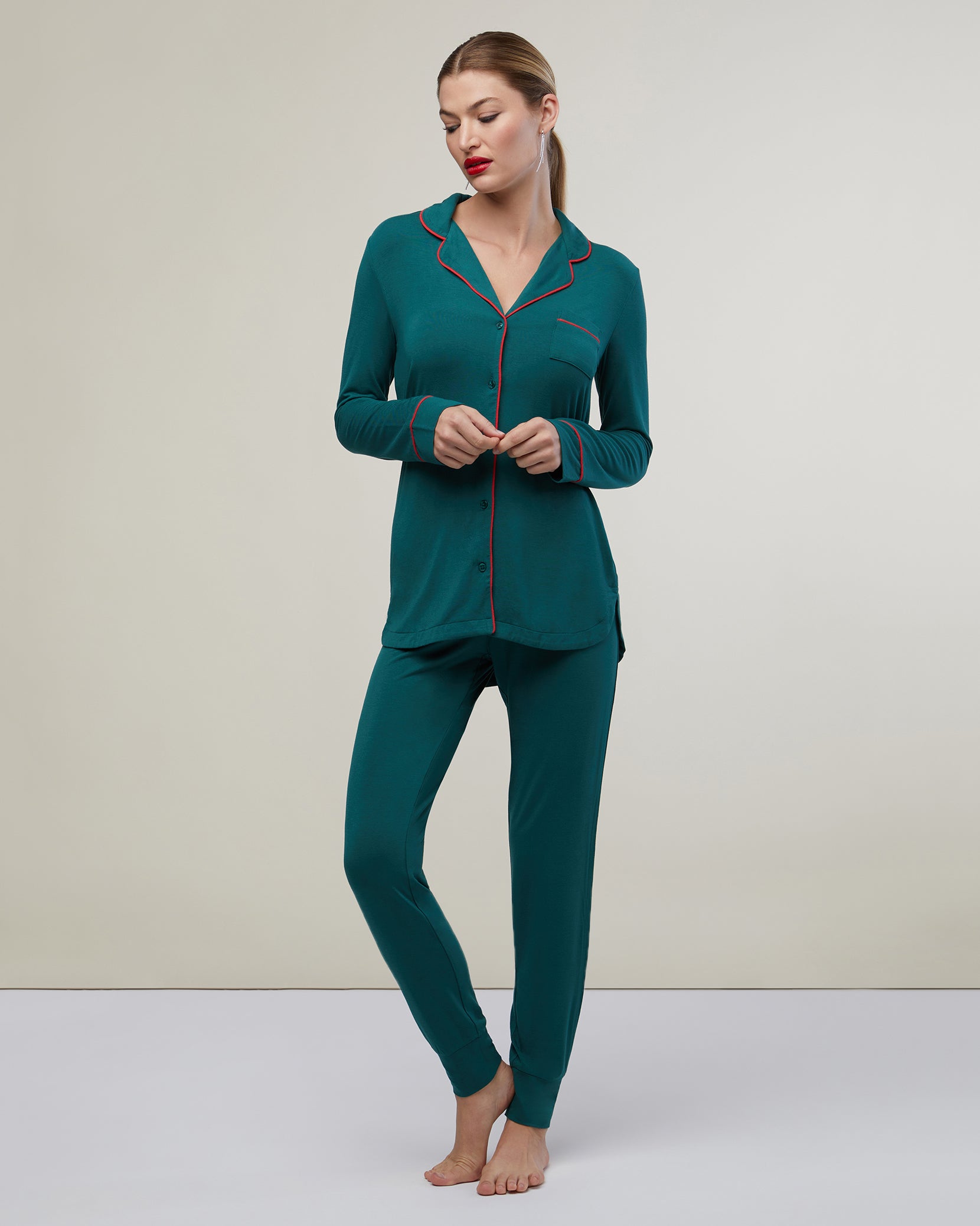 Long Sleeve Pajamas in Emerald