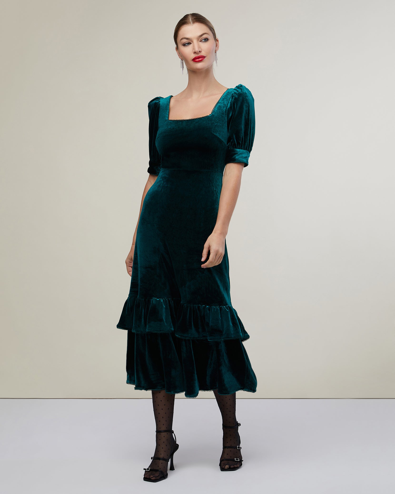 Puff Sleeve Peplum Skirt Midi Dress – Rachel Parcell, Inc.
