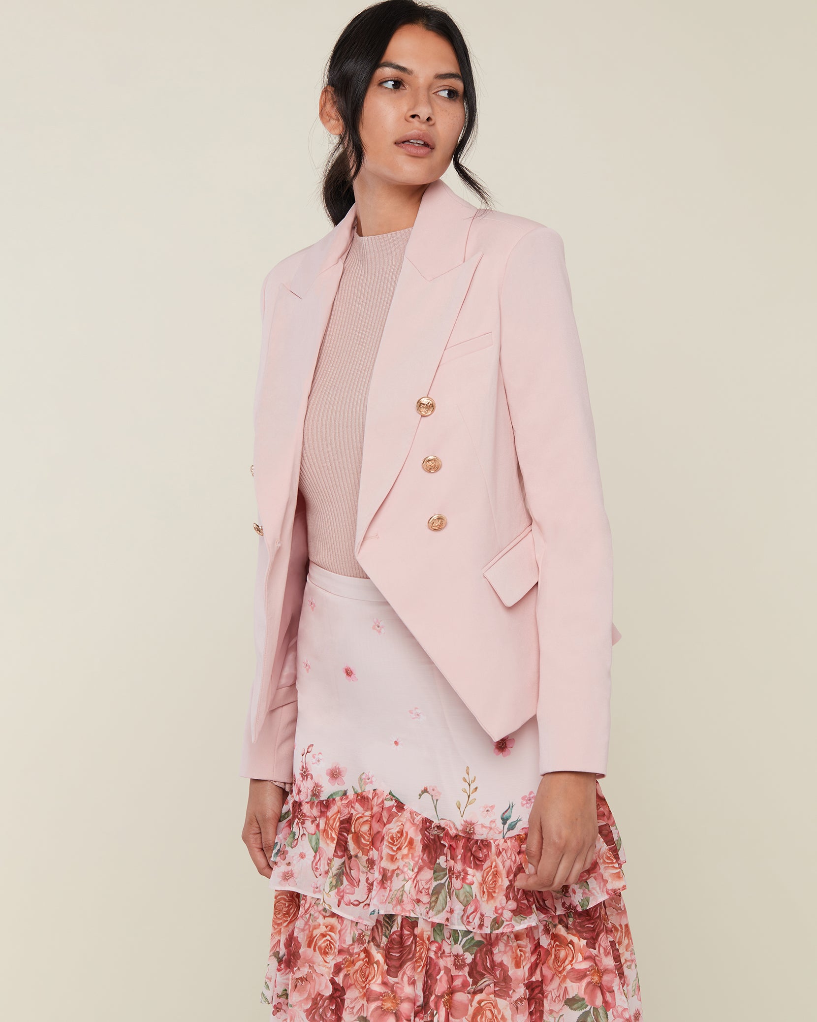 Plus Pink Double Breasted Structured Blazer Dress