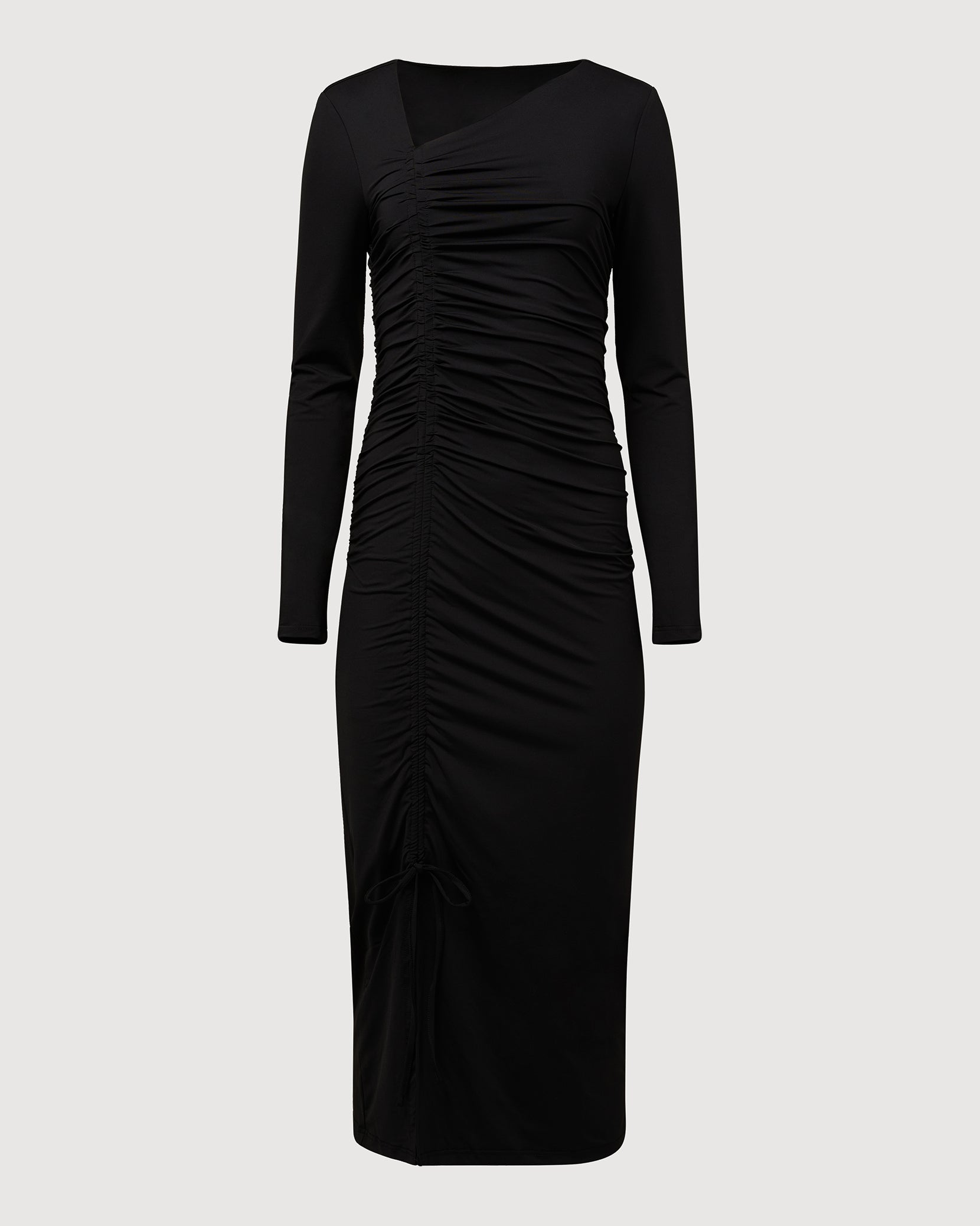 Asymmetrical Shirred Jersey Midi Dress – Rachel Parcell, Inc.
