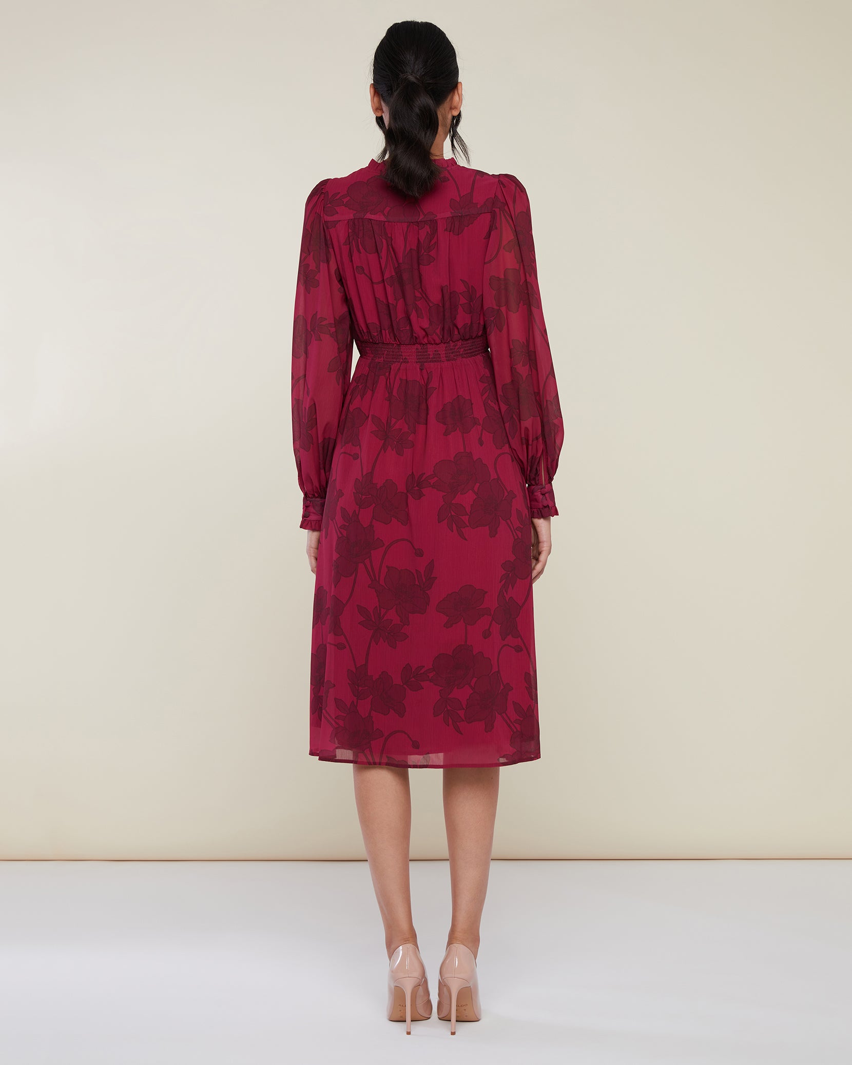 Burgundy floral dress best sale