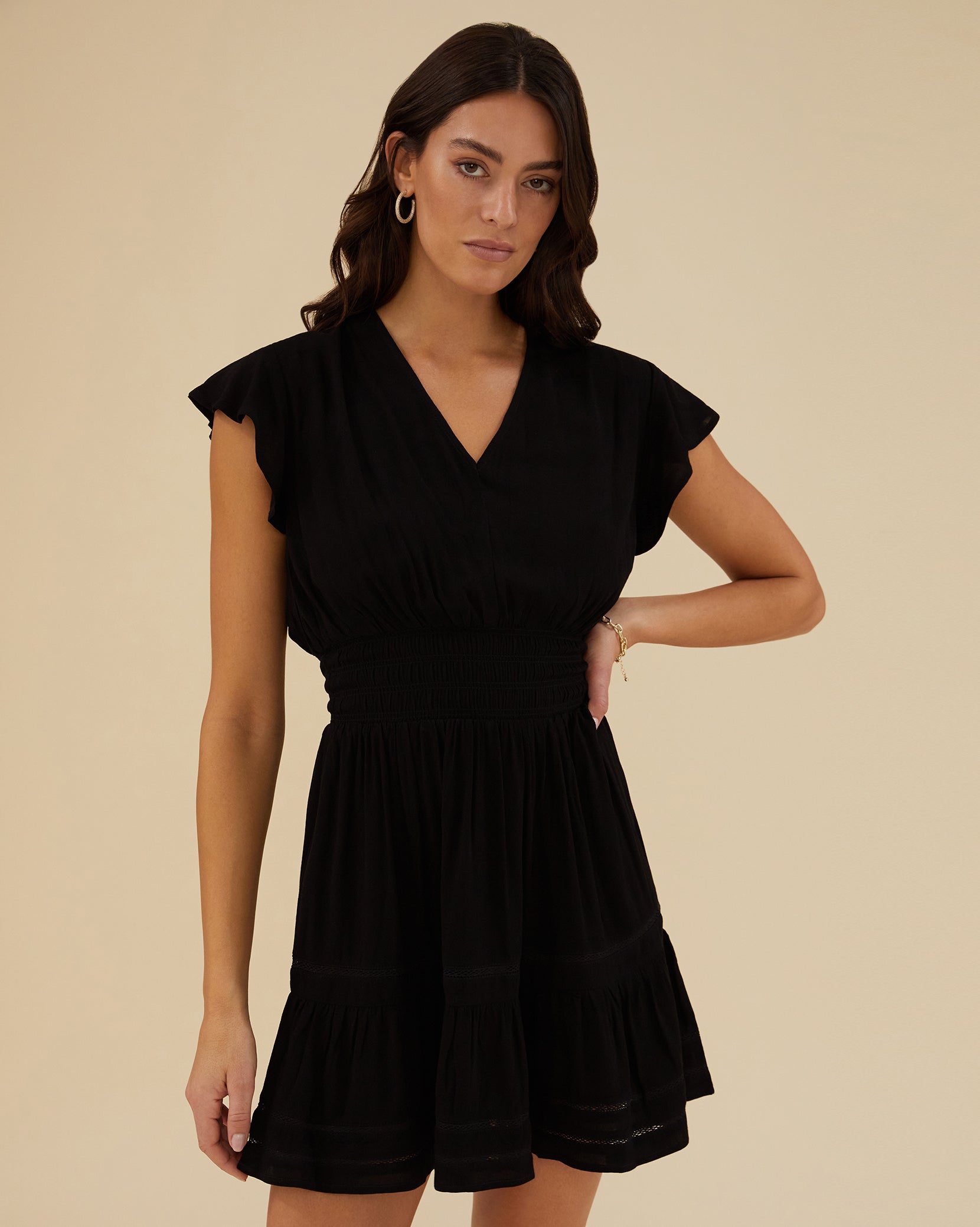 Flutter Sleeve Smocked Mini Dress – Rachel Parcell, Inc.